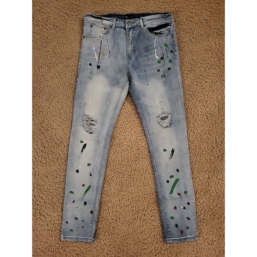 Waimea Jeans Mens Size 34x32 Skinny Fit Colorful Stretch Denim Distressed